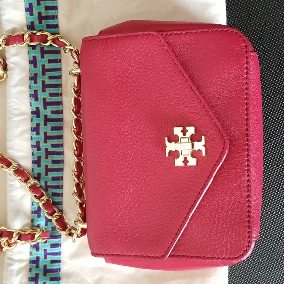 Tory Burch Kira Leather Mini Chain Clutch & Convertible Crossbody, Carnation Red - Picture 5 of 14